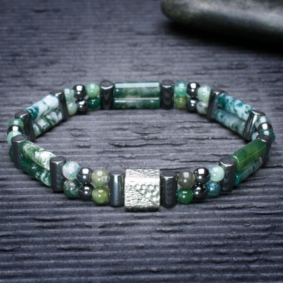 Moss Agate Double Power Bracelet - Picture 1 of 2